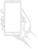 hand holding a cell phone - contact us