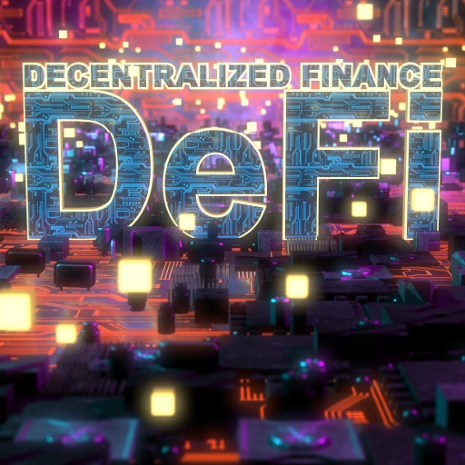 Decentralized Finance – DeFi, on a circuit board.