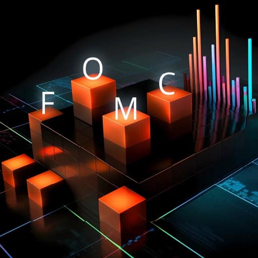 The letters FOMC on top of a digital graph.