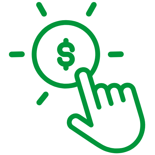 Vendor payments represented by an icon of a mouse pointer clicking on a dollar sign.